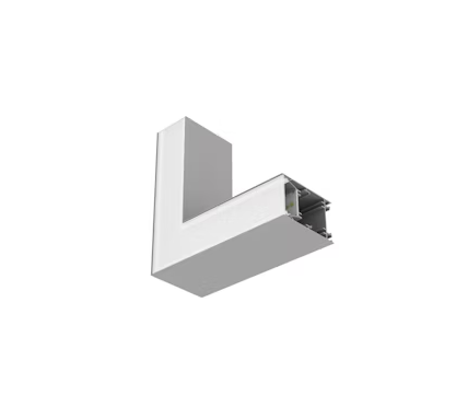 6,90W LED linijinio šviestuvo OFFICE LINEAR L formos sujungimas, pilkas, 3000/4000K, mikroprizmatinis dangtelis