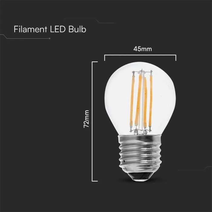 V-tac 6W LED filamentinė lemputė, G45, E27, 6500K