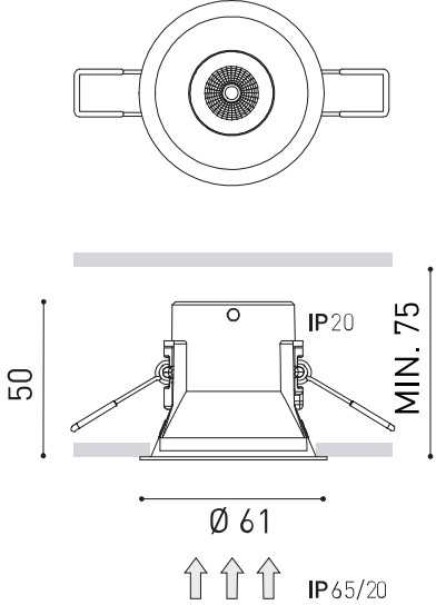 6W LED įleidžiamas šviestuvas SHOT LIGHT S FLOOD, juodas, 3000K, DALI