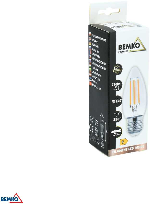 Bemko 6W LED lemputė, E27, 2700K, 320°