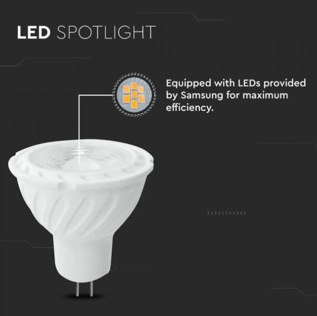 6W LED lemputė, GU5.3, MR16, su lęšiu, 3000K, SAMSUNG LED chip