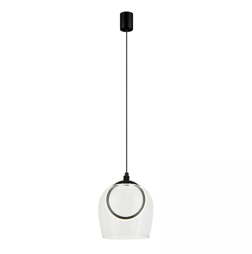 6W LED pakabinamas šviestuvas, matinės juodos sp./skaidrus, 3000K, 23080