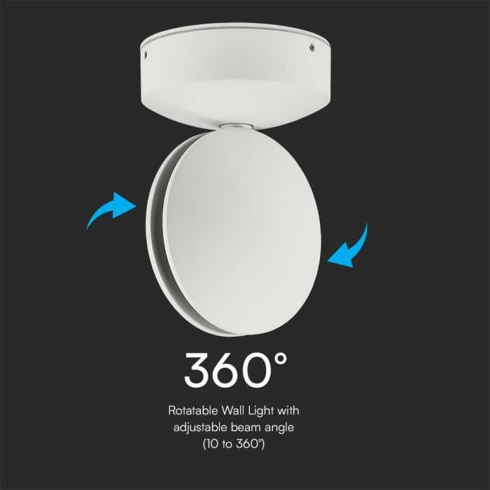 V-tac 6W LED paviršinis fasado šviestuvas, baltas, 3000K, IP65