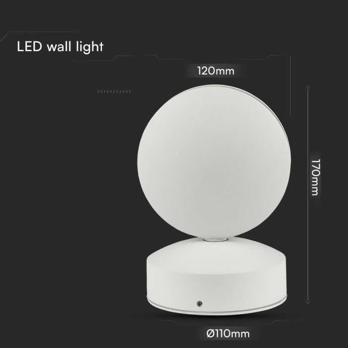 V-tac 6W LED paviršinis fasado šviestuvas, baltas, 3000K, IP65