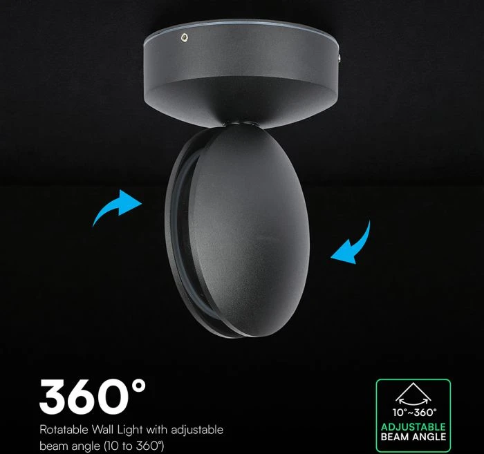6W LED paviršinis fasado šviestuvas, juodas, 4000K, IP65