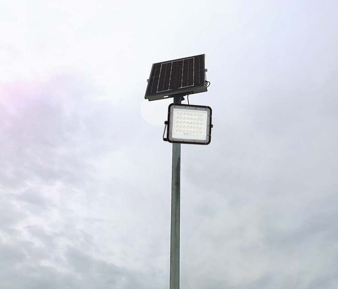 V-tac 6W LED prožektorius su saulės baterija, juodas, 4000K