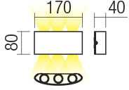 Sieninis šviestuvas 6W LED sieninis lauko šviestuvas FABO, baltas, 3000K, IP54, 90225