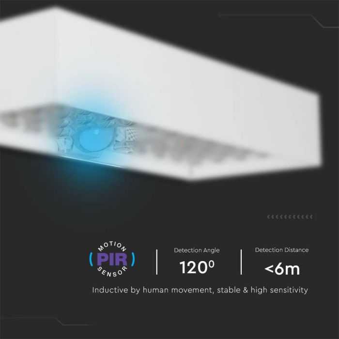 Sieninis šviestuvas V-tac 6W LED sieninis lauko šviestuvas su saulės baterija ir judesio davikliu, baltas, 4000K, IP65