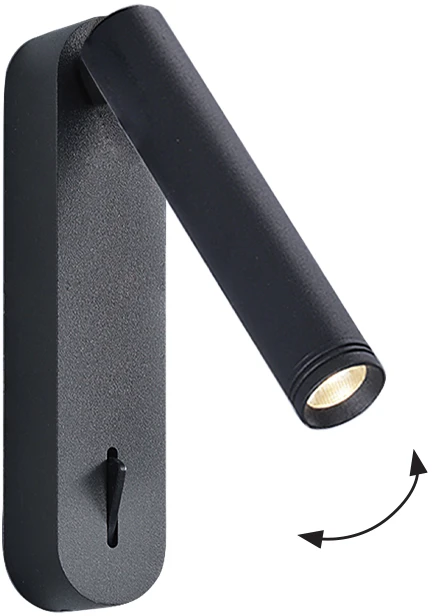 6W LED sieninis šviestuvas ABRIEL, juodas, 3000K, 4329300