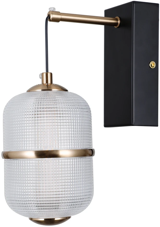 6W LED sieninis šviestuvas ALANI, juodos/aukso sp./skaidrus, 3000K
