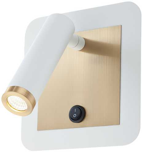 6W LED sieninis šviestuvas CLOSER, baltas/žalvario sp., 3000K