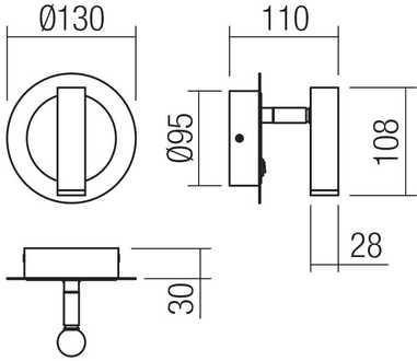 6W LED sieninis šviestuvas CLOSER, juodos/žalvario sp., 3000K