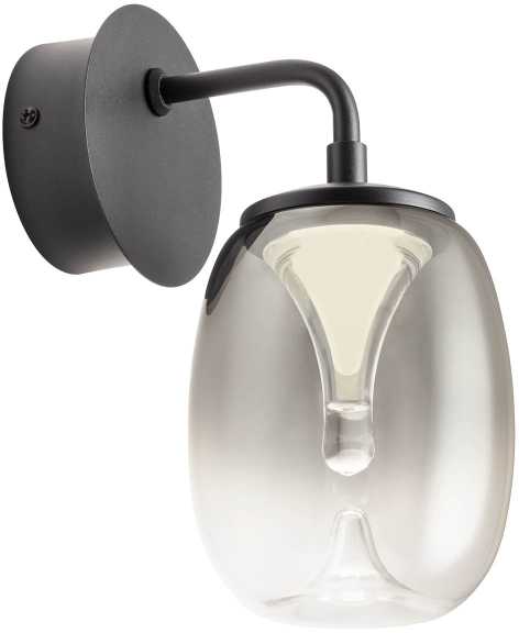 6W LED sieninis šviestuvas DROP, juodos/dūmų sp., 3000K, 01-3924