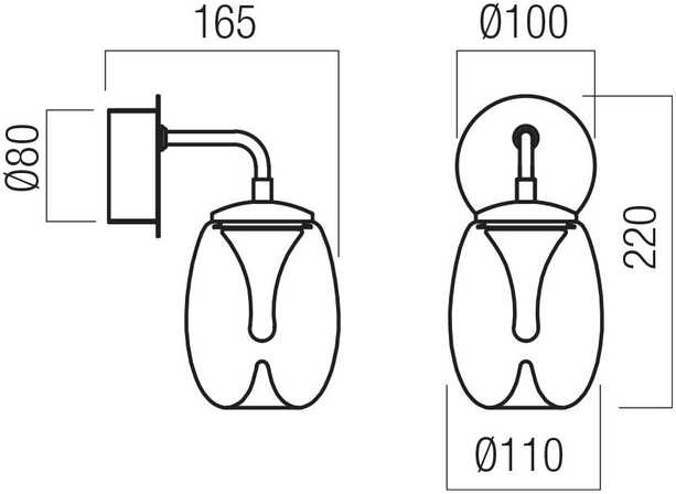 6W LED sieninis šviestuvas DROP, juodos/dūmų sp., 3000K, 01-3924
