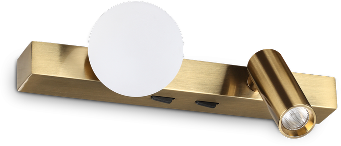6W LED sieninis šviestuvas PING PONG, žalvario sp., 3000K, 336671