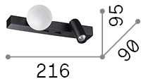 6W LED sieninis šviestuvas PING PONG, žalvario sp., 3000K, 336671