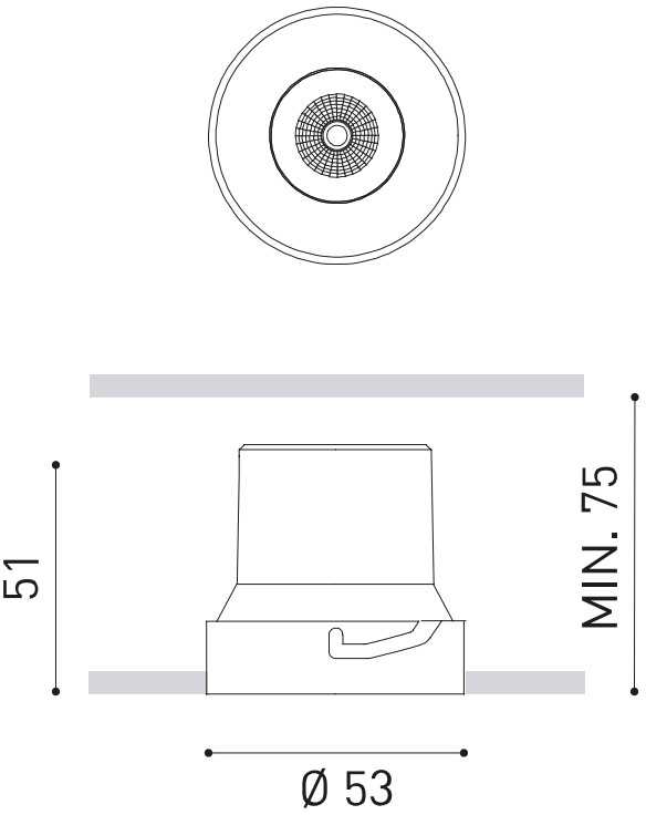 6W LED užglaistomas šviestuvas SHOT LIGHT S, baltas, 3000K