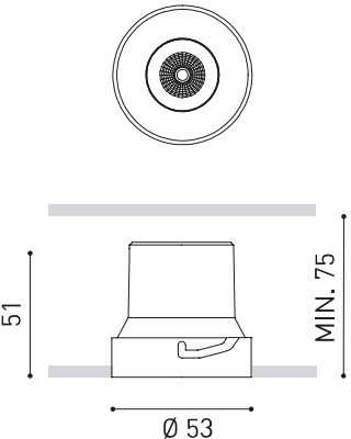 6W LED užglaistomas šviestuvas SHOT LIGHT S, juodas, 3000K, 18°