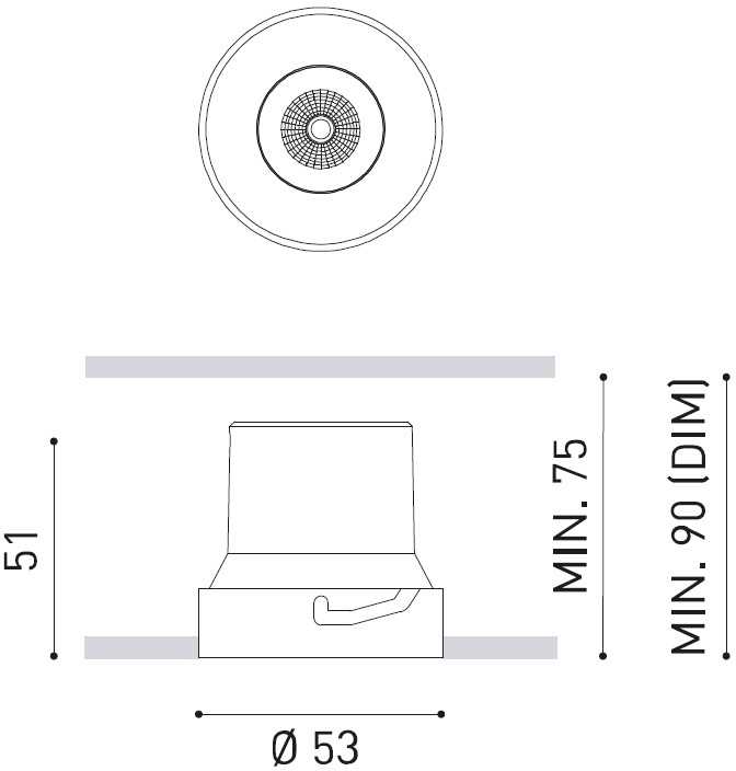 6W LED užglaistomas šviestuvas SHOT LIGHT S, baltas, 3000K, 39°, DALI