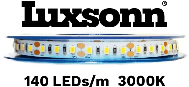 6W/m lanksti LED juosta LUXSONN, 24V, 3000K, IP67, 140 LED/m, 5m ritė