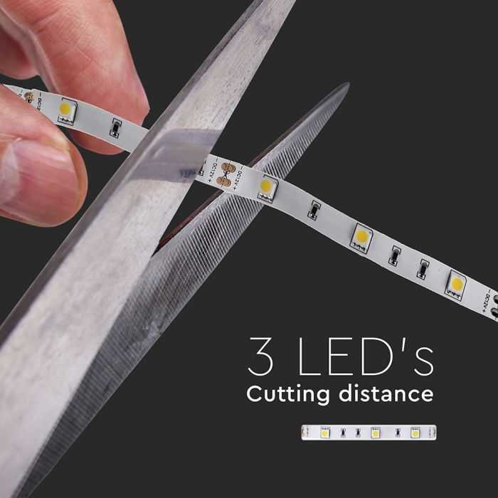 V-tac 6W/m LED juosta, 30LED/m, 12V, 3000K, IP20, 5 metrų ritė