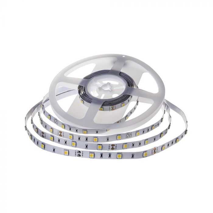 V-tac 6W/m LED juosta, 30LED/m, 12V, 3000K, IP20, 5 metrų ritė