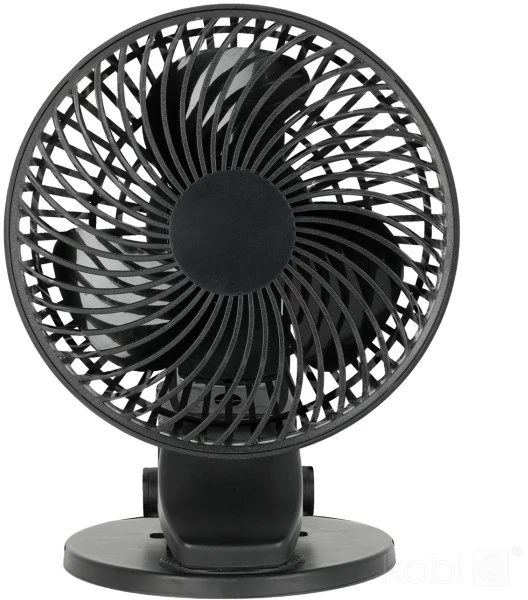 6W stalinis ventiliatorius su baterija VIENTO CLIP, juodas, 3 greičių