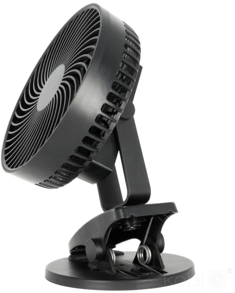 6W stalinis ventiliatorius su baterija VIENTO CLIP, juodas, 3 greičių