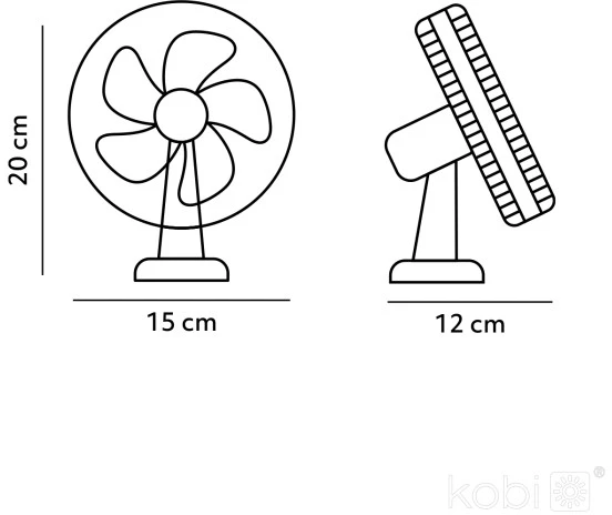6W stalinis ventiliatorius su baterija VIENTO CLIP, juodas, 3 greičių