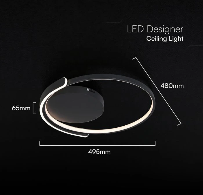 70W LED lubinis šviestuvas, juodas, 3000-6500K, dimeriuojamas