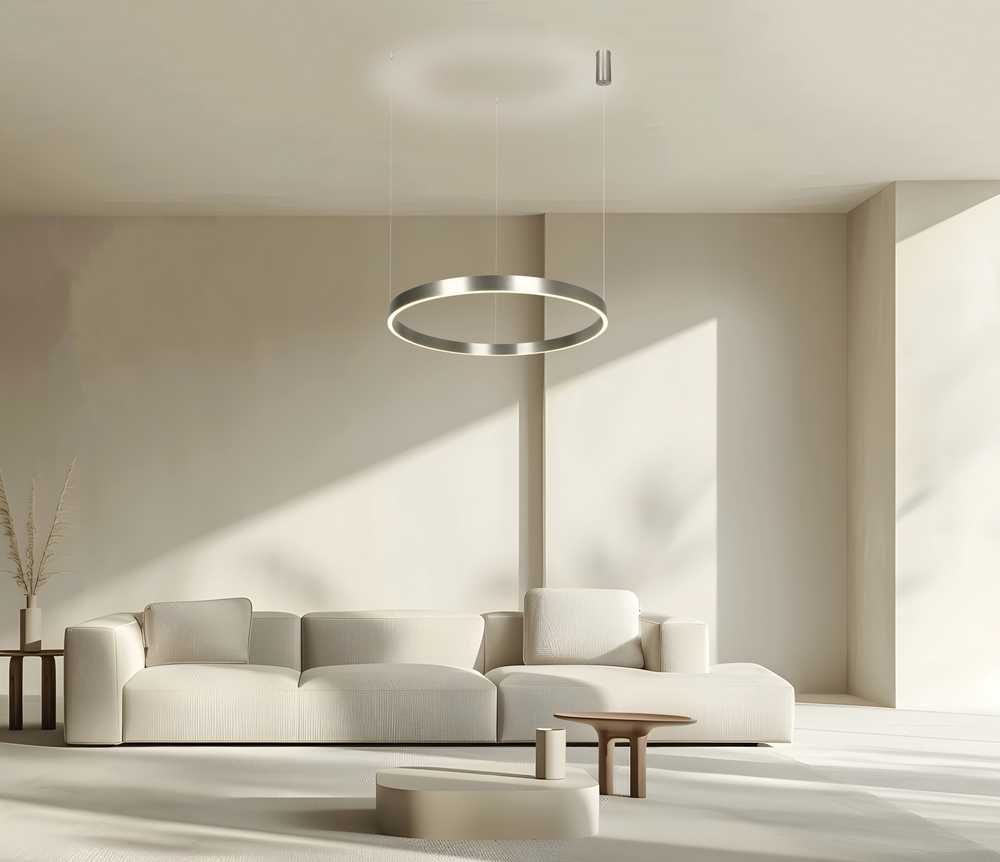 70W LED pakabinamas šviestuvas, nikelio sp., 3000K, dimeriuojamas, šviečia į viršų ir į apačią, 25369