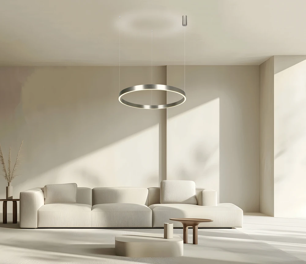 70W LED pakabinamas šviestuvas, nikelio sp., 3000K, dimeriuojamas, šviečia į viršų ir į apačią, 25369