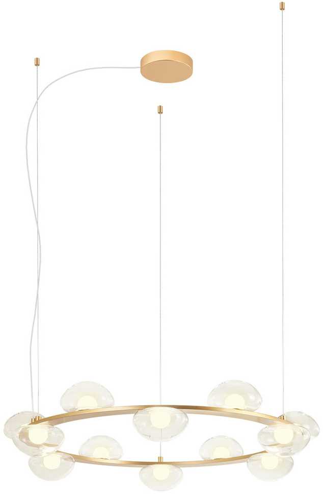 74,4W LED pakabinamas šviestuvas SINCLAIR, matinės aukso sp./skaidrus, 3000K, dimeriuojamas, 01-3251