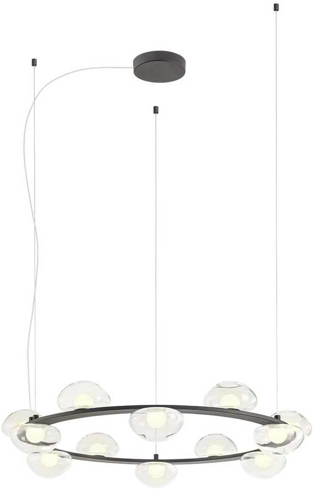 74,4W LED pakabinamas šviestuvas SINCLAIR, juodos sp./skaidrus, 3000K, dimeriuojamas, 01-3310