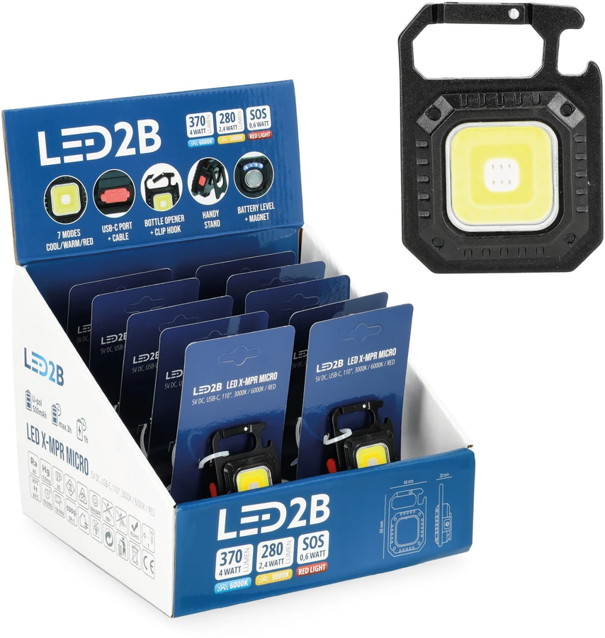 7,4W LED įkraunamas žibintuvėlis X-MPR, juodas, 3000/6000K