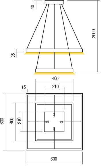 75W LED pakabinamas šviestuvas FEBE, juodas, 3000K, dimeriuojamas, 01-2915