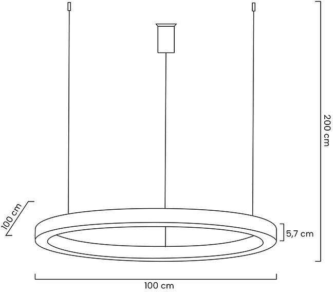 75W LED pakabinamas šviestuvas RING 100, sidabro sp., 3000K