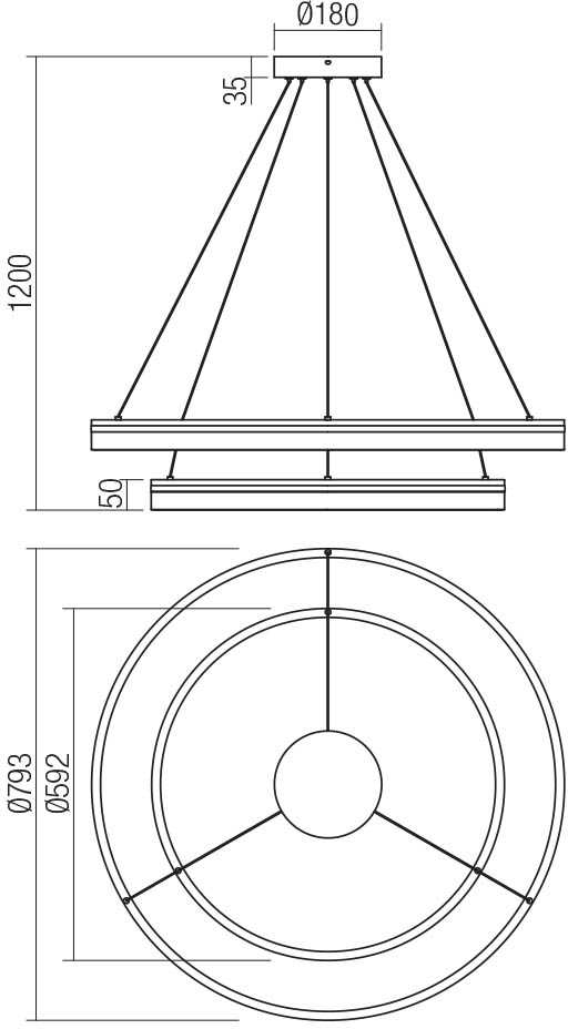 76W LED pakabinamas šviestuvas VALDIS, juodas, 3000/4000K
