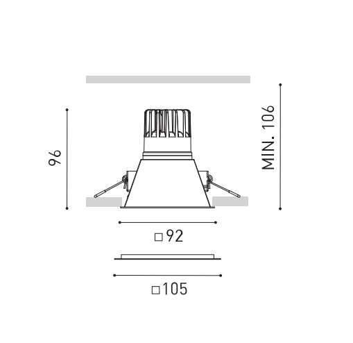 7W LED įleidžiamas šviestuvas SWAP, juodas, 3000K