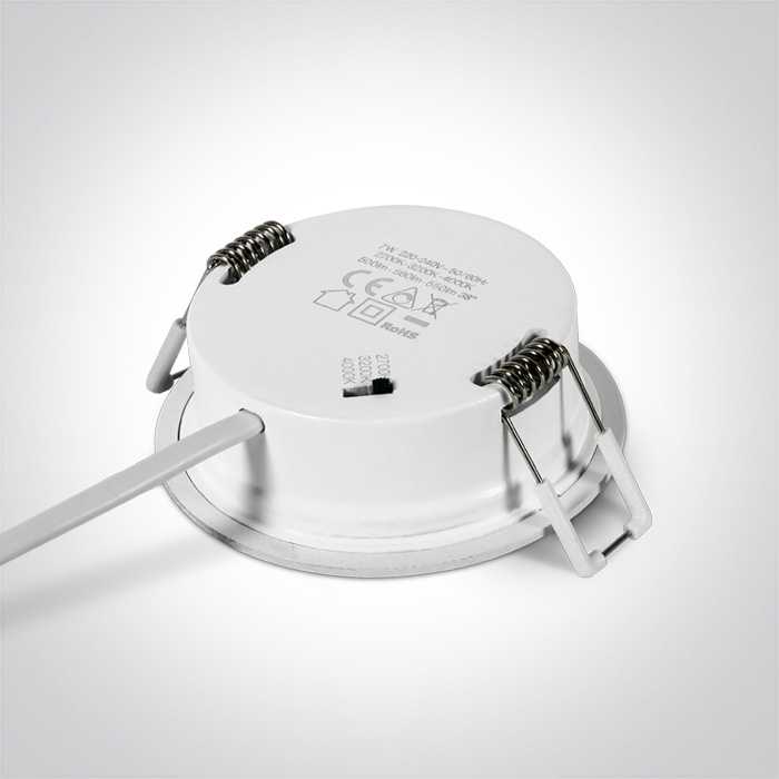 7W LED įleidžiamas šviestuvas, baltas, 2700/3000/4000K, dimeriuojamas, 10107PV/W/V