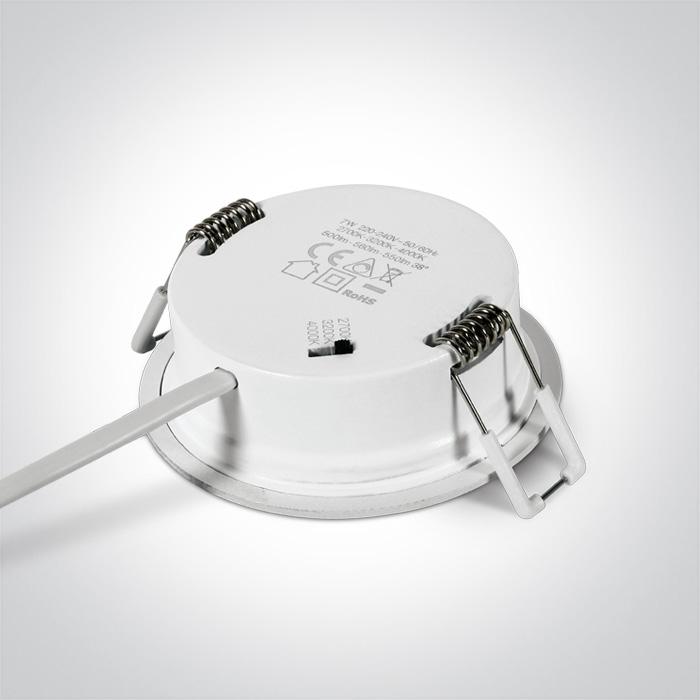 7W LED įleidžiamas šviestuvas, baltas, 2700/3000/4000K, dimeriuojamas, 10107PV/W/V