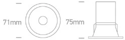 7W LED įleidžiamas šviestuvas, baltas, 3000/4000/5000K, 50°, 10107D/W/V