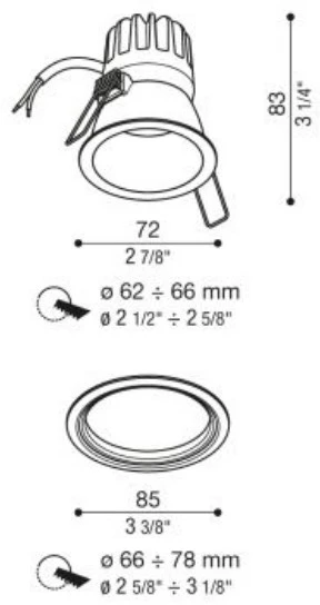 7W LED įleidžiamas šviestuvas POP 60 T, juodas, 3000K, 45°