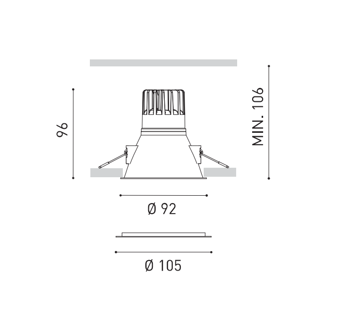 7W LED įleidžiamas šviestuvas SWAP, matinės juodos sp., 3000K, 40°