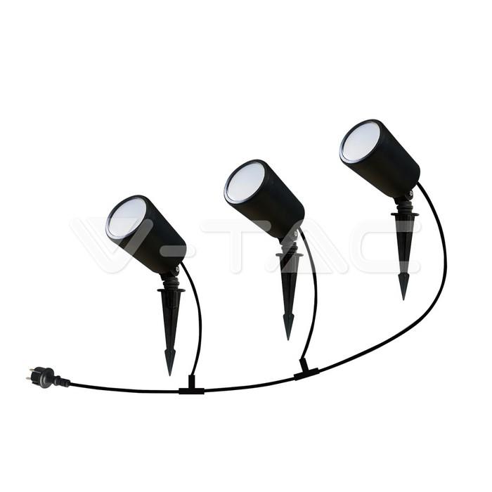 V-tac 7W LED įsmeigiamas šviestuvas, juodas, suderinamas su AMAZON ALEXA ir GOOGLE HOME, 3000-6500K/RGB, 3vnt