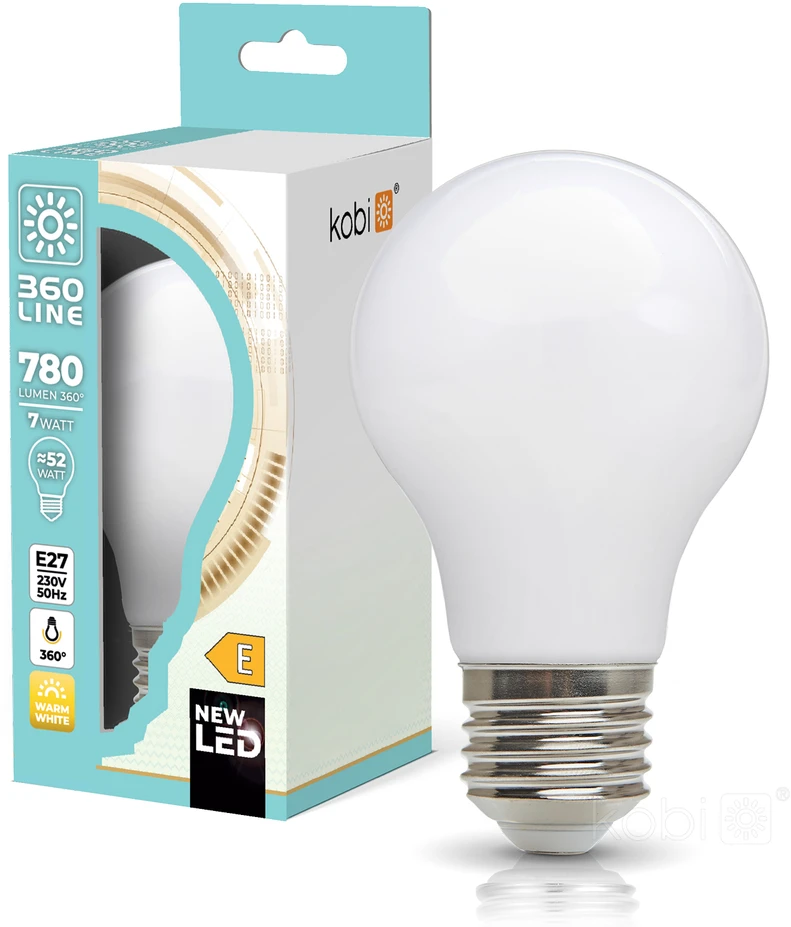 7W LED lemputė FGS, E27, balta, 3000K, 360°