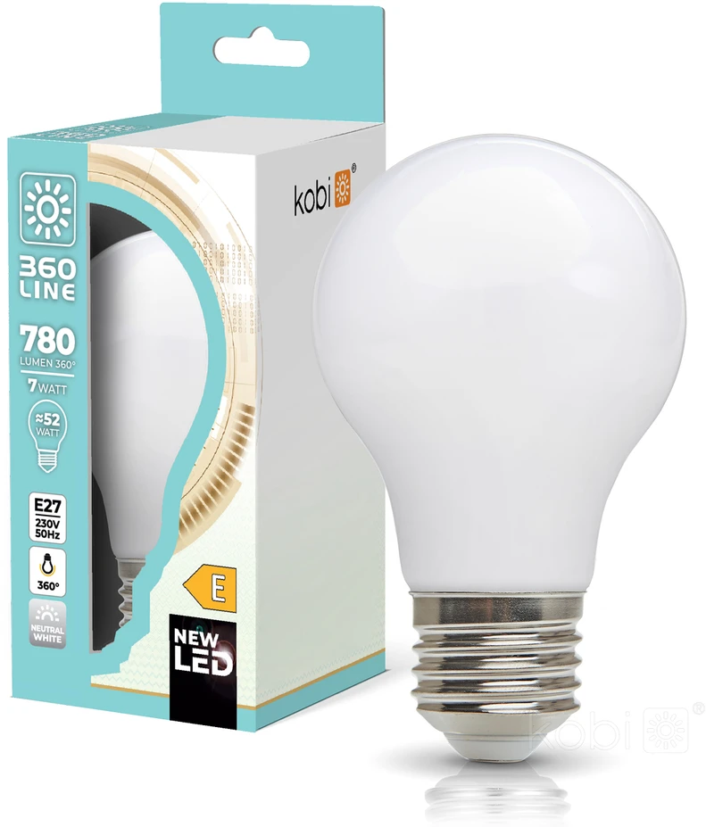 7W LED lemputė FGS, E27, balta, 4000K, 360°