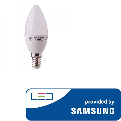 7W LED lemputė V-TAC, E14, žvakės formos, 3000K (šiltai balta), SAMSUNG LED chip