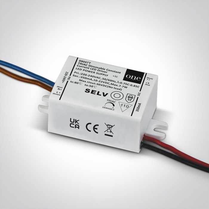 3,5-7W LED maitinimo šaltinis, 350mA, dimeriuojamas, IP20, 89007T