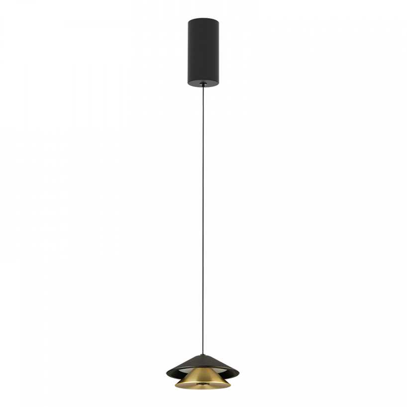 7W LED pakabinamas šviestuvas, juodos/aukso sp., 3000K, su filtru nuo akinimo, 25347